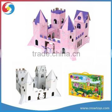 castle toy 3D puzzle paint for children nontoxic ECO paper Material include watercolor brush