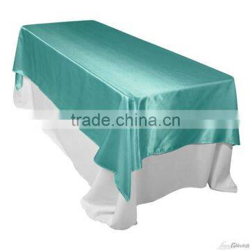 Turquoise satin square table cloth/table linen for weddings