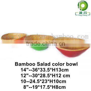 Colorful oval bamboo salad bowl