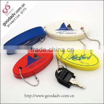 Hot selling colorful silk print logo oval pu floating keychain