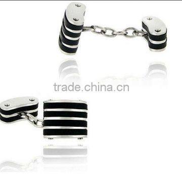 Mondevio Stainless Steel and Black Rubber Square Cufflink For Men