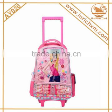 Cute Pink Trolley Backpack Girl School Bag For Little Girl