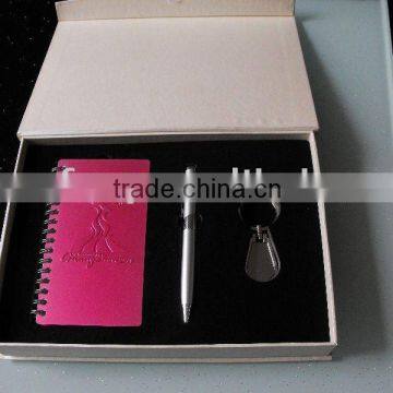 multifuncitonal exquisite gift set with agenda notebook,pen and key ring