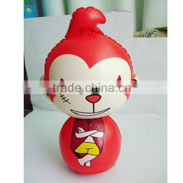 custom design fun 3d red monkey shape inflatable tumbler for kids