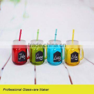 Colored 4pcs mason glass jar with Black Board