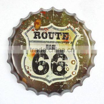 Route 66 beer bottle cap metal signs wholesale