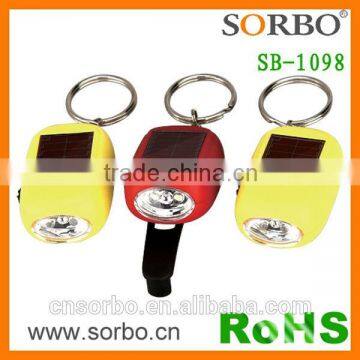 LED Promotional Item Small Cranking Solar Keychain Logo Advertising Gifts