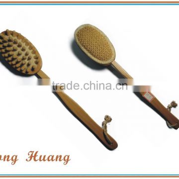 Long handle hemp scrubber rubber massager shower brush