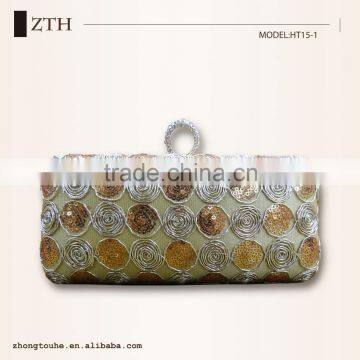 Wholesale upscale ladies fashion Circle shape sequins evening clutch box