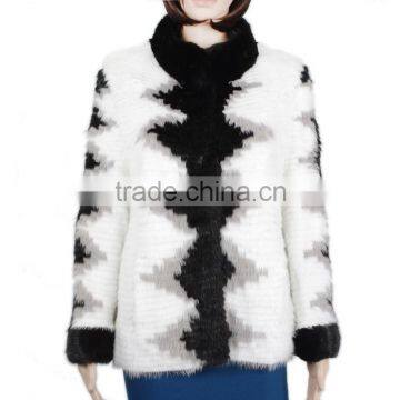 High Quality Fashion Mink Fur Coats Striped Mink Fur Coat KZ150099