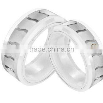 Creative good-looking stainless steel and white ceramic combination ring, payment asia alibaba china