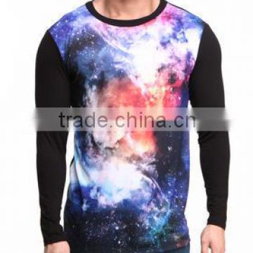 sublimation galaxy print long sleeve T-shirts