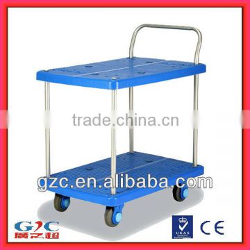 300kg Load Capacity Double Tier Mute Trolley Hand Cart