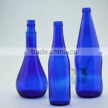 China cobalt blue bottle juice glass bottle wine glass bottles with screw caps