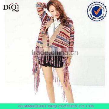 Geometric Ethnic Tassel Knitted Sweater Cardigan