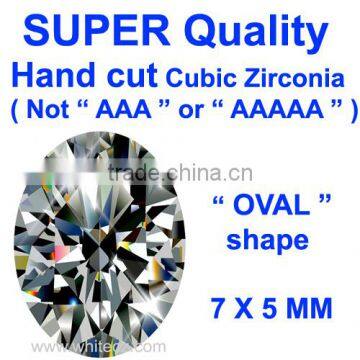 CUBIC ZIRCONIA SUPER QUALITY HAND CUT STONE OVAL SHAPE 7 X 5 MM SIZE SYNTHETIC DIAMOND LOOSE GEMSTONE ( NOT MACHINE CUT CZ )