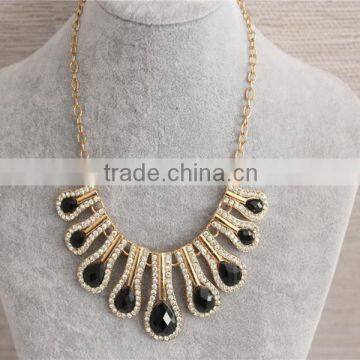 Women Charming Black Water Drop Pendant Necklace Gold Plated Crystal Necklace photo-2