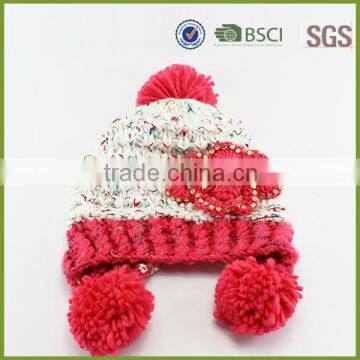 2015 New Year Product Wholesale Knit Hat Crochet Beanie with Flower