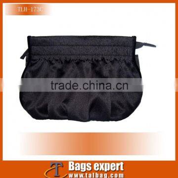 Popular Black personalize matt satin body cosmetic bags for Lady 2016