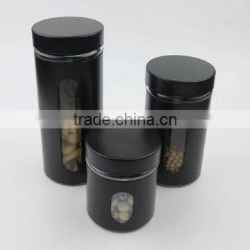 Black Colored Iron Covered Glass Storage Jar With Metal Screw Lid photo-3