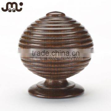 Custom Stylish Ribbed Wooden Ball Finial