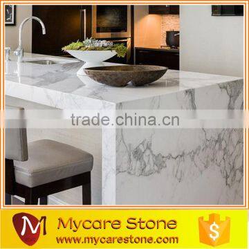 Statuary white marble kitchen bench top polished surface