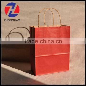 2015 new Arrived printed strong craft kraft plain customized red package bag