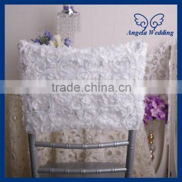 CH028B New cheap custom made fancy ivory chiavari wedding embroidery Rosette chiffin chair covers