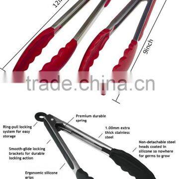 OEM FDA Multiple Different Size 7 inch & 9 inch Silicone BBQ Tongs