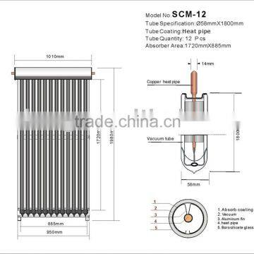 vacuum tube solar collector, solar collector for solar heating system