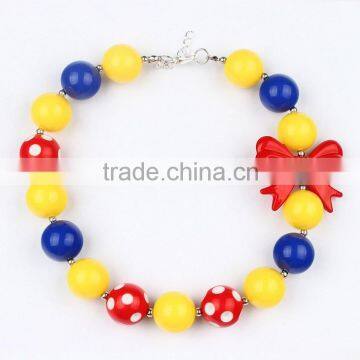 Lovely Chunky Beads Bubblegum Necklace with flower Pendant for Child Wholesales necklace for baby Girls