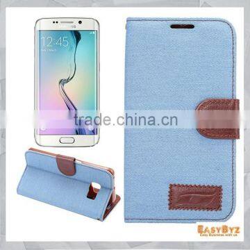 Jeans Cloth Leather Stand Case for Samsung Galaxy S6 edge G9250