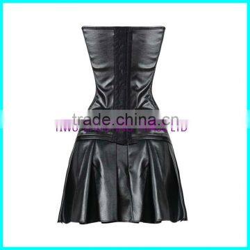 2016 new style long chain zipper leather corsets