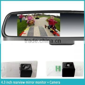 4.3 Inch Rearview Mirror Monitor, Car Rear Camera and Parking Sensor Display Bluetooth