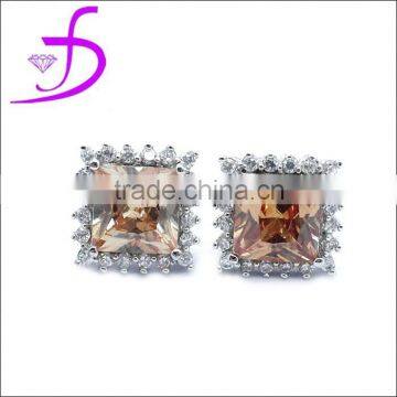925 sterling silver earrings zircon color champagne