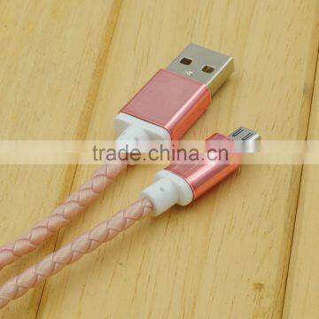 wholesale pngxe new design multi-color leather braided usb cable for iPhone