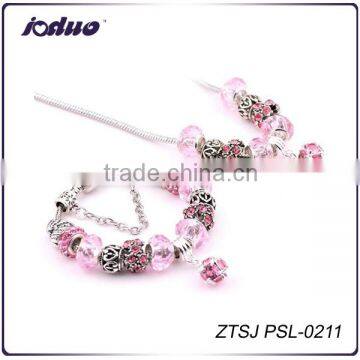 Pink Bead Design Retro Charm Bracelet Set