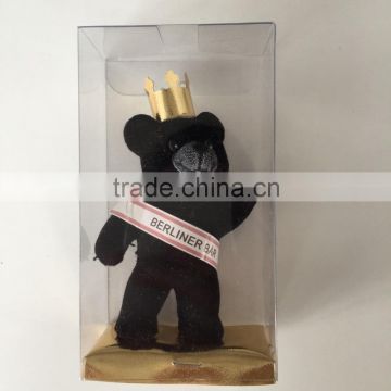 Flocked PVC Toy Bear Black