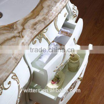 WTS-806BO Italian Double Rubber Solid Wood Bathroom Vanity Cabinets With Amber Jade Top photo-3