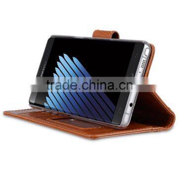 Strap Style Brown Wax Leather Mobile Phone Case for Samsung Galaxy Note 7 photo-5