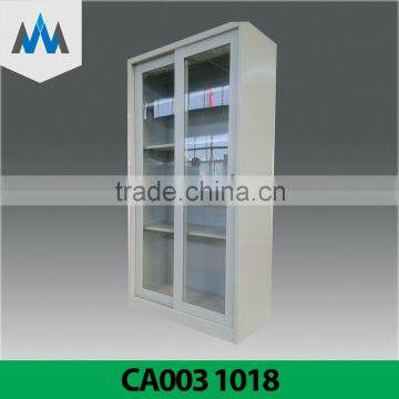 Steel Stainless Metal Glass 2 Sliding Door Steel Filing Cabinet/ Glass Sliding Door Metal Vertical Filing Cabinet With Drawers