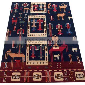 Tribal Design Hand Tufted Cut Pile Wool Rugs, Latex Backed With Cloth photo-2