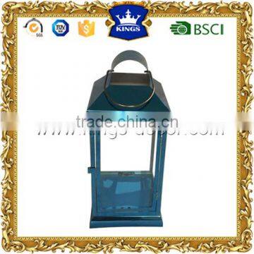 Enchanted blue metal material stainless steel candle lantern for house and garden decoration