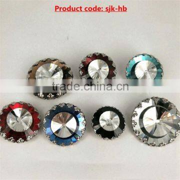 Best selling unique design clear diamond glass button with many colors