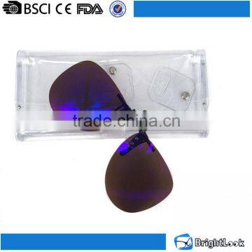 Hot Sale Designer Fashionable Blue Mirror Lens Male Clip on Hat Flip up Polarized Sunglasses for Plastic Frames photo-1