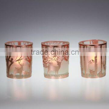 High quality gold color mercury glass votives printed glass votive gold finish