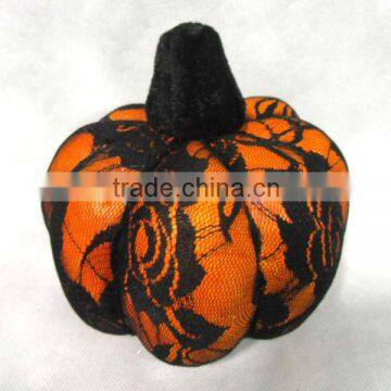 Orange painting polyfoam pumpkin with lace cover for halloween garden decoration