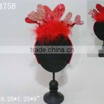 Pretty Red Glittered Heart Headband Party Costume