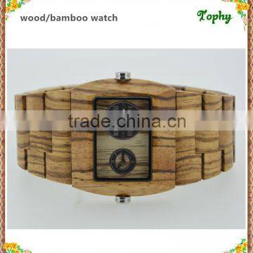 China square bracelet digital wooden watches for men