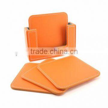 square pu leather coaster sets